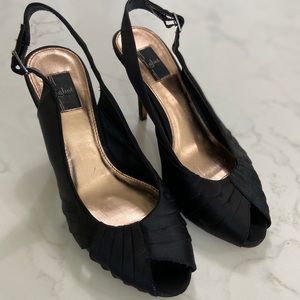 Glint Black Satin Pump High Heels